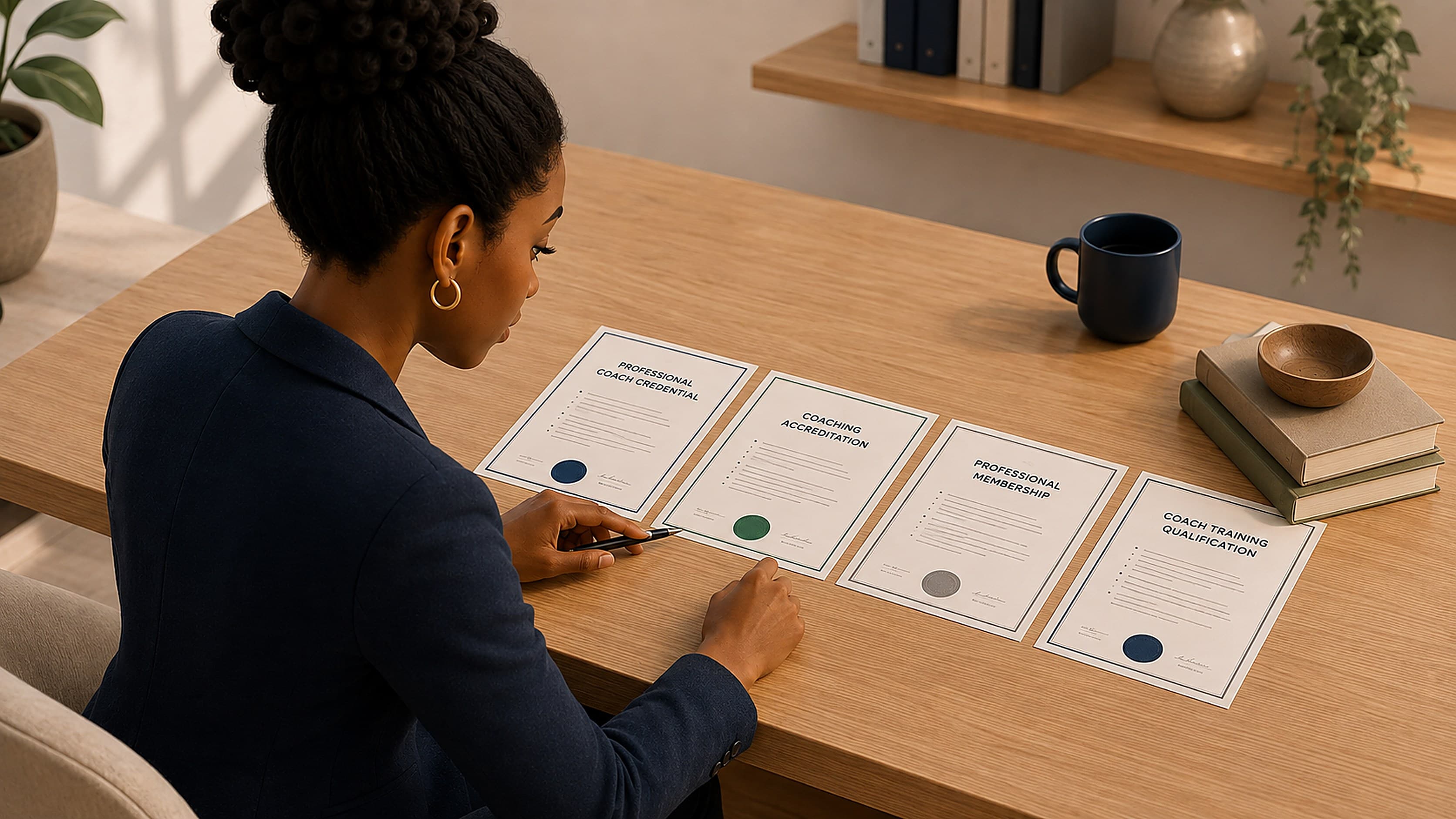 Examples of a professional coach credential, coaching accreditation, professional membership and coach training qualification