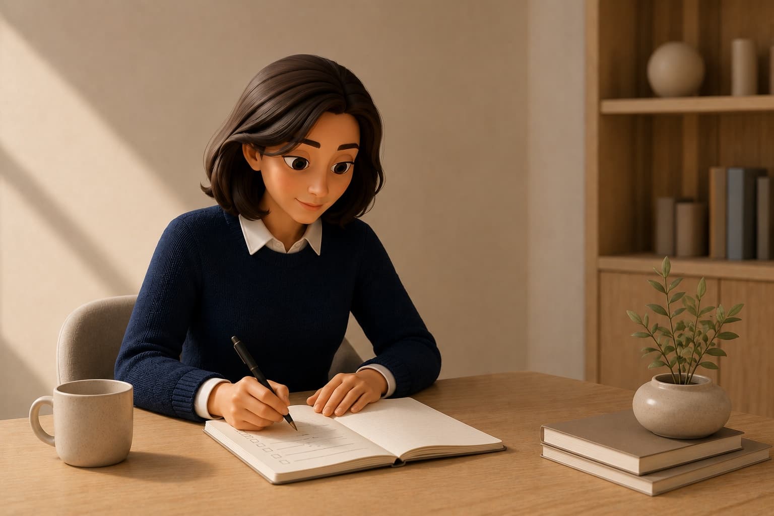 A person working through a checklist at a desk