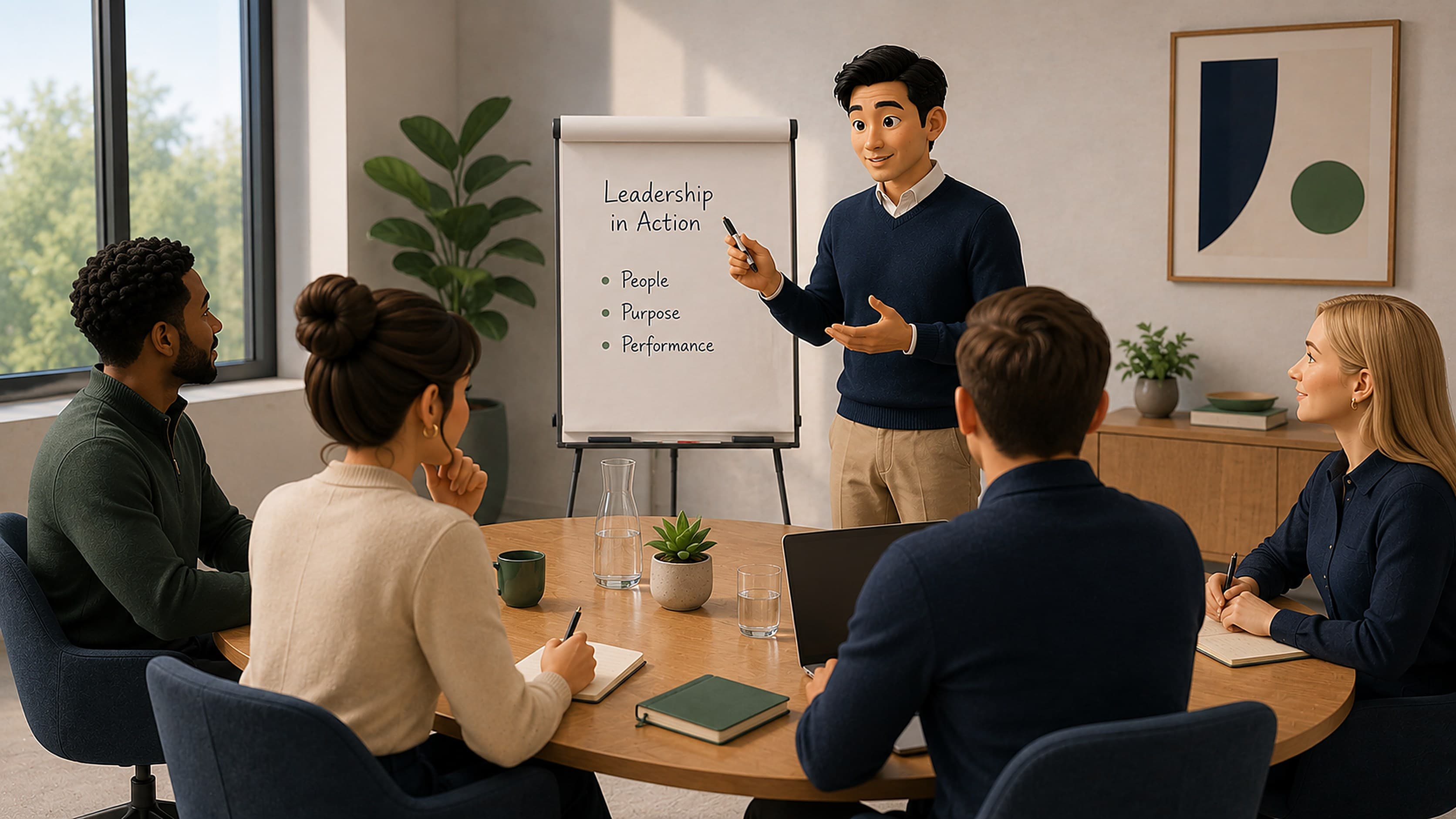 A leadership training workshop delivered to a group of managers