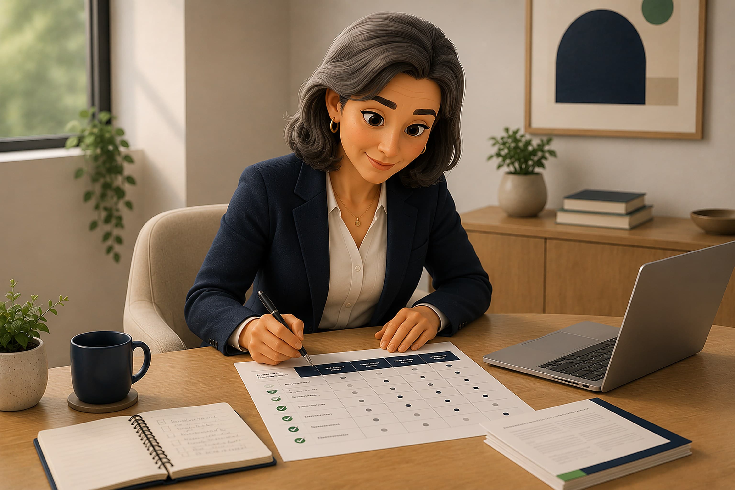 A buyer reviewing a comparison table of coaching provider quotes