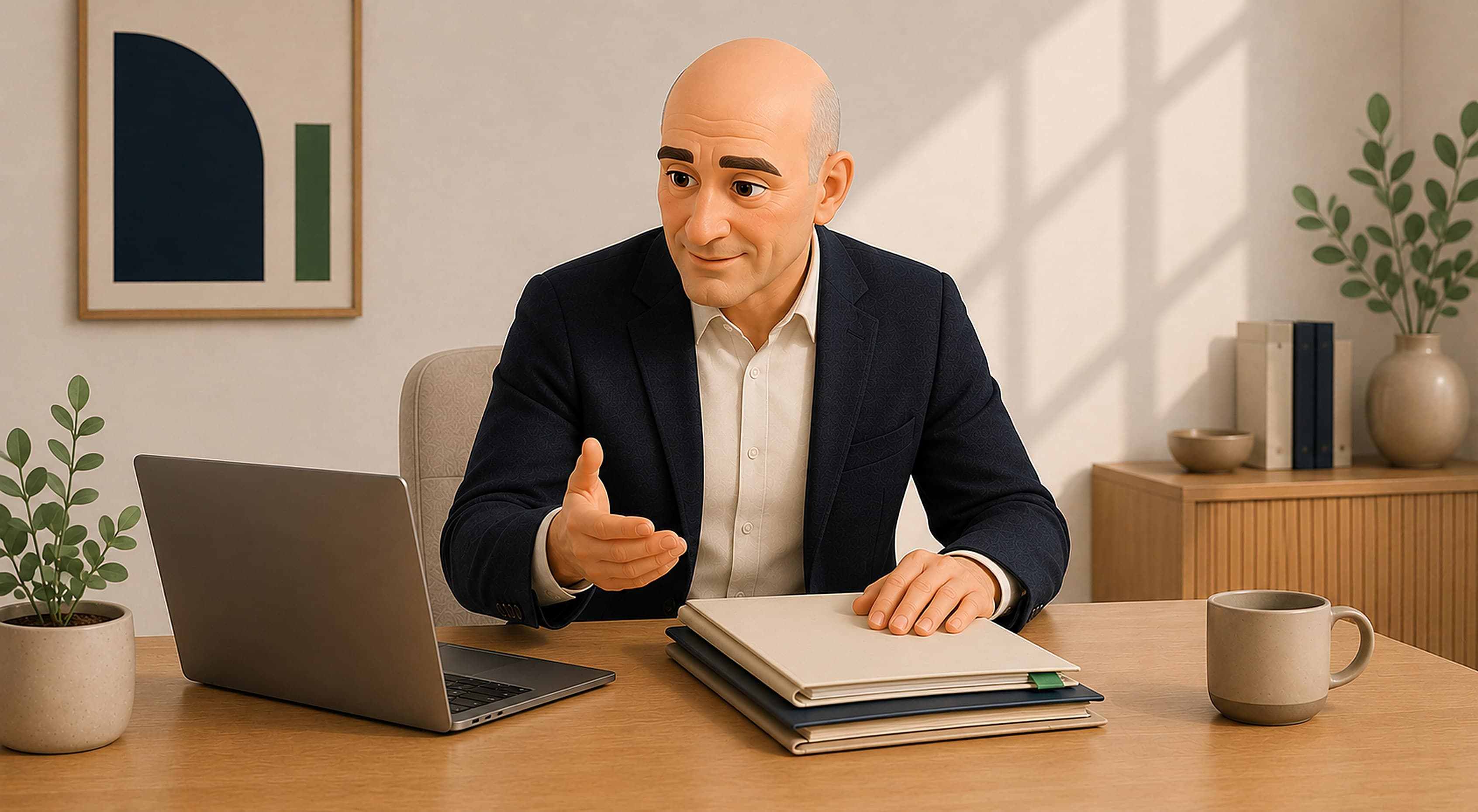 A coach discussing their portfolio of assessed evidence with a buyer
